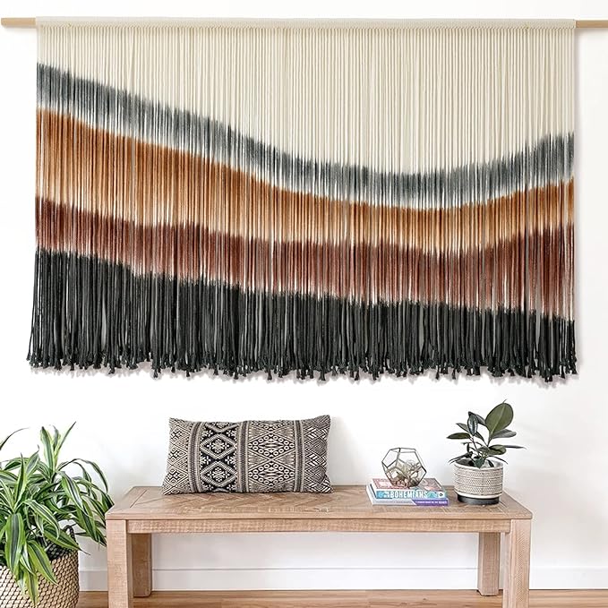 Flber Macrame Wall Hanging Macrame Wall Decor Large-Scale Tie-Dye Tapestry Living Home Room Wall Decor 57" Wx 35" L-Ruum Studio Home