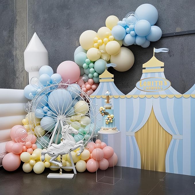 Pastel Balloons 12 Inch Macaron Pink Blue Green Purple Yellow Pastel Rainbow Latex Balloon with Colorful Confetti Party Balloons for Easter Birthday Baby Shower Bridal Wedding Party Decoration-Ruum Studio Home