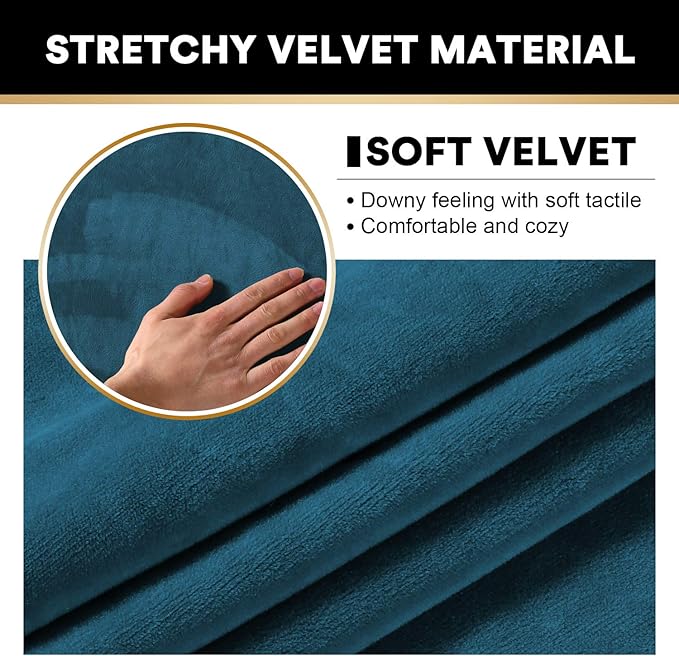 PrinceDeco Sectional Couch Covers Velvet Cushion Covers for Sectional Couch Cushion Covers for Sectional Sofa Separate Sectional Sofa Slipcovers Washable(1 Chaise Back+ 2 Sofa Back,Camel)-Ruum Studio Home