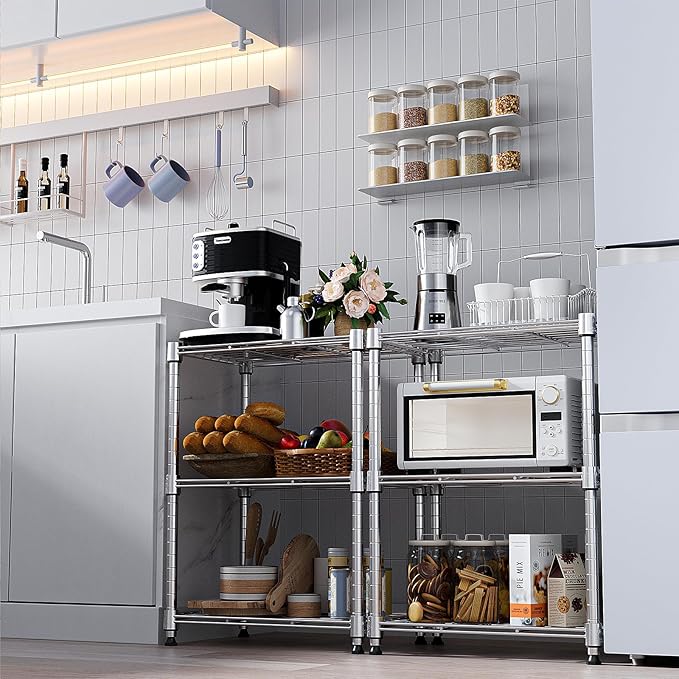 450 lbs Wire Storage Shelving 3-Tier Utility Shelving Unit Steel Organizer Wire Rack for Home,Kitchen,Office,Chrome(11.8" D x 17.7" W x 26.4" H)-Ruum Studio Home