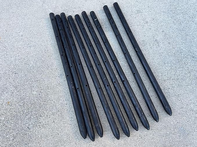 Sandbaggy Round Steel Concrete Form Stakes with Nail Holes - Rust Resistant Coating - Removable, Reusable (20, 3/4 in X 18 in)-Ruum Studio Home
