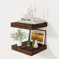 Fun Memories 12 Inch Floating Shelf, Rustic Wood Wall Shelves for Wall Decor & Storage, 12 x 12 Floating Shelf for Living Room, Bathroom, Bedroom, Rustic Brown, Set of 2-Ruum Studio Home