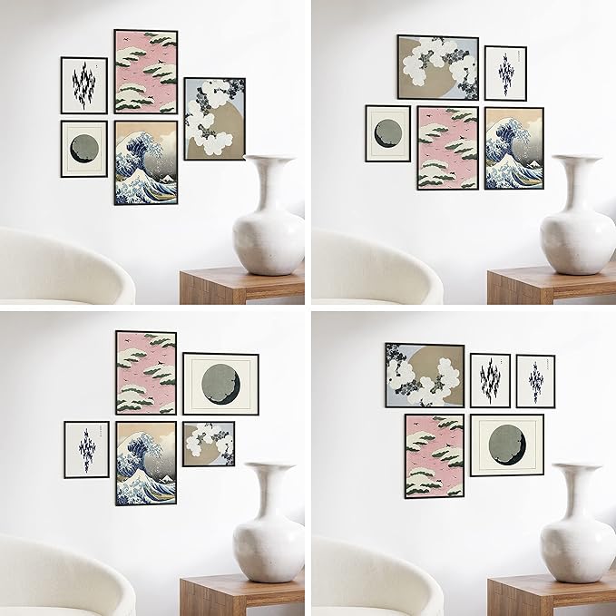 HAUS AND HUES Picture Frames for Wall - Set of 5 black photo frames, Photo Frame Collage, Bulk Picture Frames, Assorted Picture Frames, Picture Frames Bulk (Two 8x10, Three 12x16 Black)-Ruum Studio Home