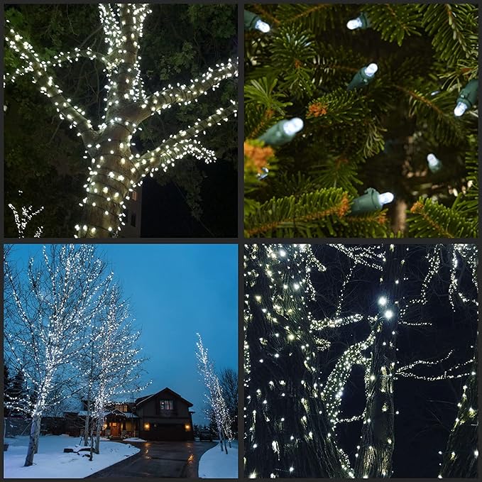 200 Count Cool White Wide Angle LED Christmas Lights, 66 ft Green Wire UL Certified Commercial Grade 5mm Holiday String Light Set (Cool White)-Ruum Studio Home