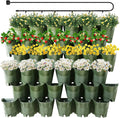 Worth Garden 36 Pockets Self Watering Vertical Planters Indoor Outdoor Living Wall Mounted - 9' Automatic Dripping Irrigation System Hose Kit Stackable Plastic Pot Herb Plants Home Balcony Decoration-Ruum Studio Home