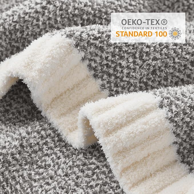 Snuggle Sac Grey Blankets Twin Size for Bed and Sofa, Reversible Super Soft Blankets Warm Cozy Knit Blankets Fuzzy Plush Blanket, Grey, 60x80 inches-Ruum Studio Home