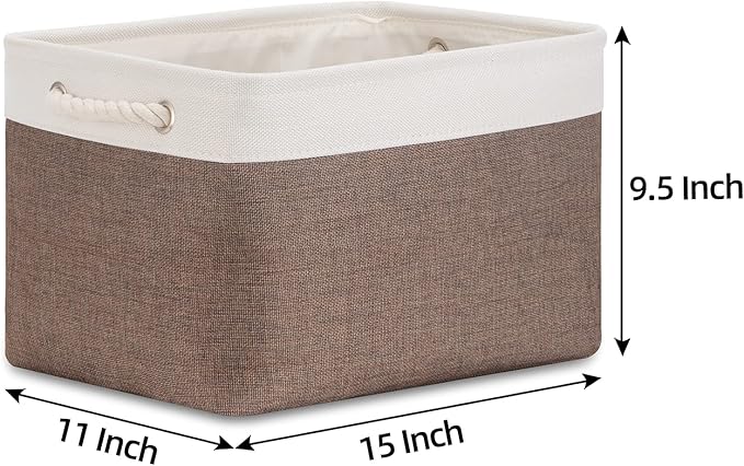 Bidtakay Baskets Fabric Storage Bins for Shelves [3-Pack] Decorative Storage Baskets for Organizing 15 X 11 X 9.5 inches Nursery Closet Foldable Toy Storage Closet Organizer Brown-Ruum Studio Home