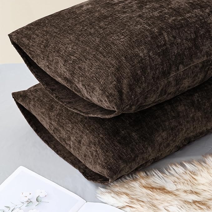 CaliTime Throw Pillow Covers Decorative 20 X 26 Inches Pack of 2 Cozy Chenille Standard Pillow Shams Cases for Couch Sofa Bed Living Room Home Coffee-Ruum Studio Home
