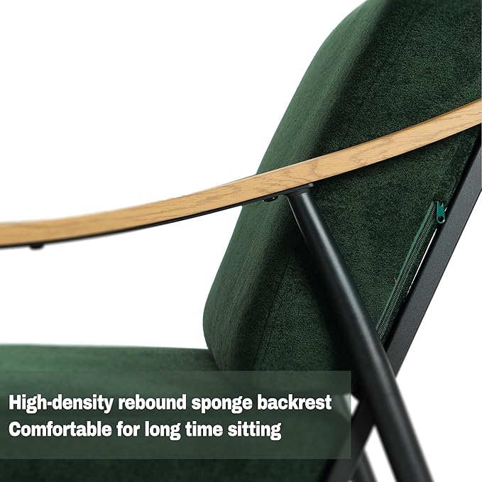 Modern Accent Chairs Set of 2 for Living Room Bedroom Mid Century Arm Chairs Upholstered Office Accent Chairs Comfy Waiting Room Chairs with Metal Frame, Green-Ruum Studio Home