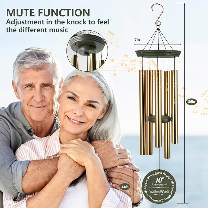 ASTARIN Tree of Life Wind Chimes, Personalized Wind Chimes for 50th Anniversary for Parents Couple, Romantic Idea for Mom Dad Keepsake Gifts-Ruum Studio Home