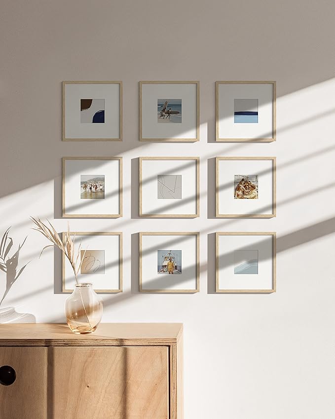 HAUS AND HUES Beige Square Frames Set of 9-8x8-Ruum Studio Home