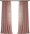 MYSKY HOME Cotton Curtains for Living Room Farmhouse Semi Sheer Light Filtering for Windows, Linen Look Texture Soft Modern Decor Country Style, 50" x 84", Brick Red-Ruum Studio Home