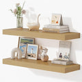 Dreamland 32 Inches Floating Shelves for Wall, 9.3" Deep Long Floating Shelves Set of 2, Large Display & Storage Shelf, Wall Shelf for Bathroom Bedroom Living Room Kitchen Office, Oak-Ruum Studio Home
