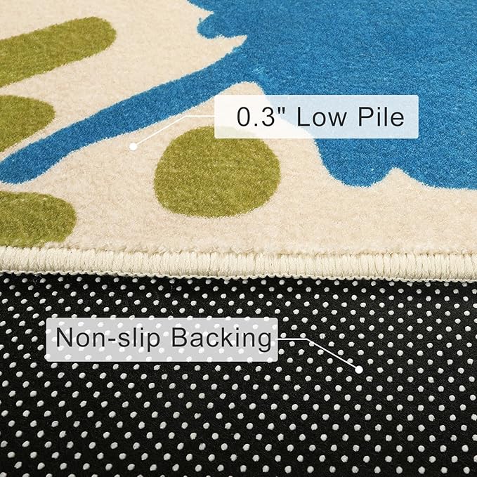 STARUIA Art Round Rug for Playroom, 4'x4' Colorful Kids Rug for Nursery, Non-Slip Small Circle Rugs for Kids Room, Machine Washable Bedroom Rugs Soft Circular Office Carpet for Preschool Dorm-Ruum Studio Home
