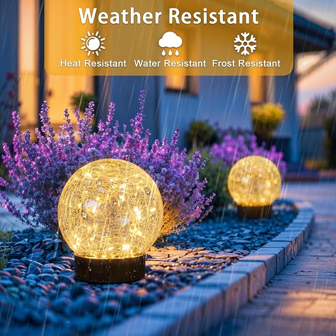 Beautyard Solar Globe Lights Outdoor USB Charged Garden Decor 3.94" Diameter 30LED 1000mAh Solar Globe Lights for Outdoor Indoor Mothers Day Gifts Holiday Decor(3.94'' Medium 4 Pack Warm White)-Ruum Studio Home