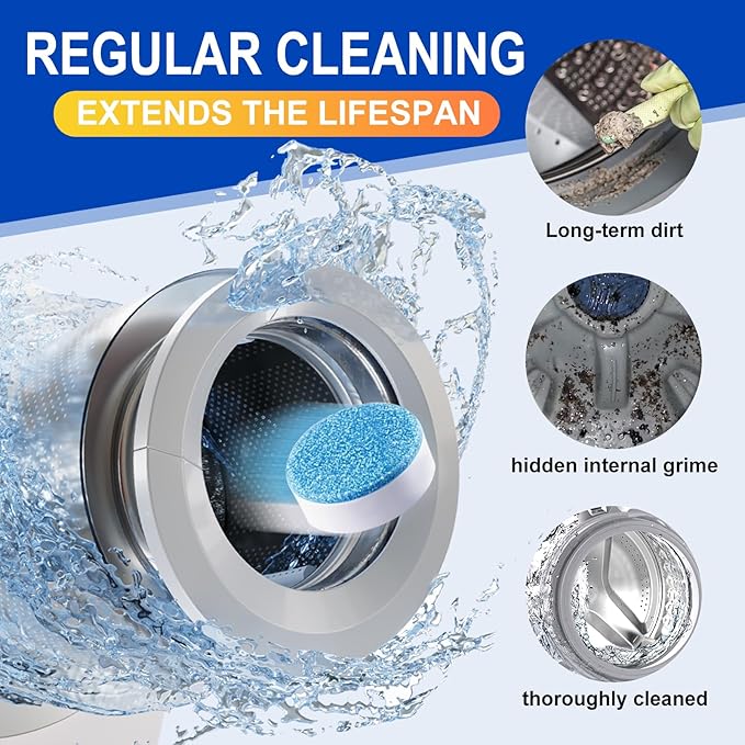 Washing Machine Cleaner Tablets, 40Pcs Deep Cleaning Tablets, Compatible with HE, Top & Front Load, Deep Cleaning Residue & Odor Eliminator, Deep-cleans to remove residue and neutralize smells01-Ruum Studio Home