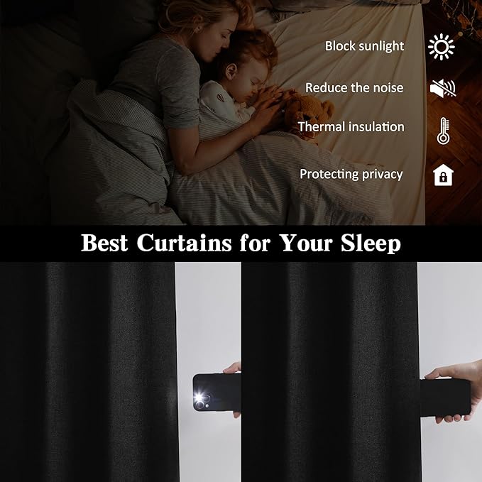RAIN CITY 12 Feet Tall Blackout Curtains with Hooks 2 Panels Set Burg,100 Inch Wide Total Thermal Insulated Energy Saving Window Drapery for Living Room-50x144 Inches Long-Ruum Studio Home