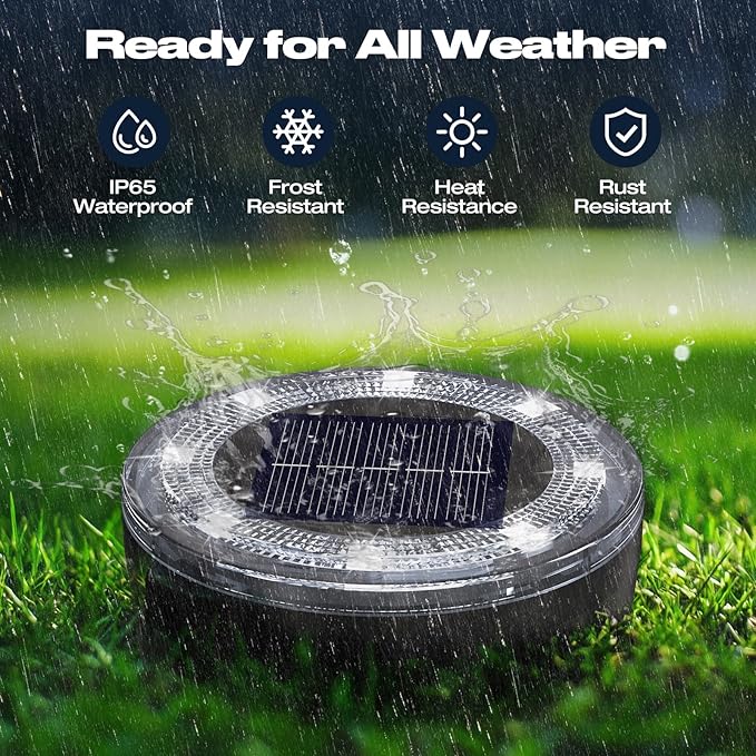 Mini Solar Ground Lights, 12 Pack Solar Lights Outdoor Waterproof, Upgraded LED Flat Landscape Lighting for Outside Pathway Garden Patio Yard Driveway,Cold White-Ruum Studio Home