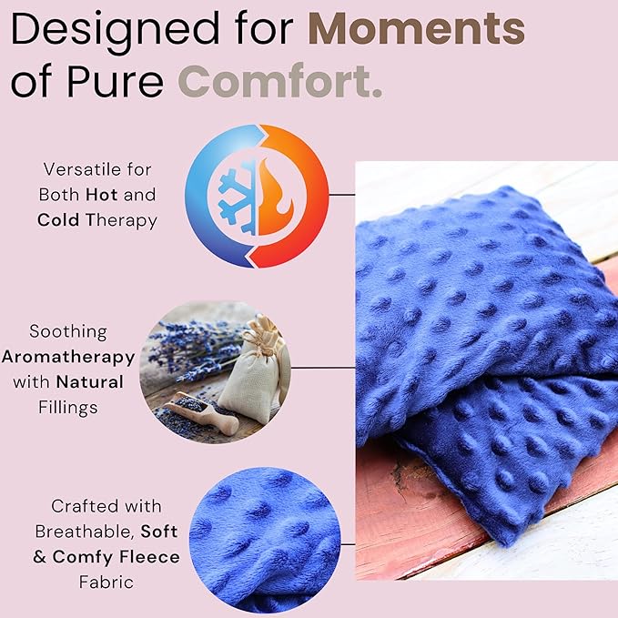 Microwave Heating Pad for Cramps, Aches & Pains - Weighted Microwavable Heating Pad – Moist Heat Therapy for Back, Neck, and Shoulders – Made in USA with Lavender, Flaxseed, and Buckwheat-Ruum Studio Home