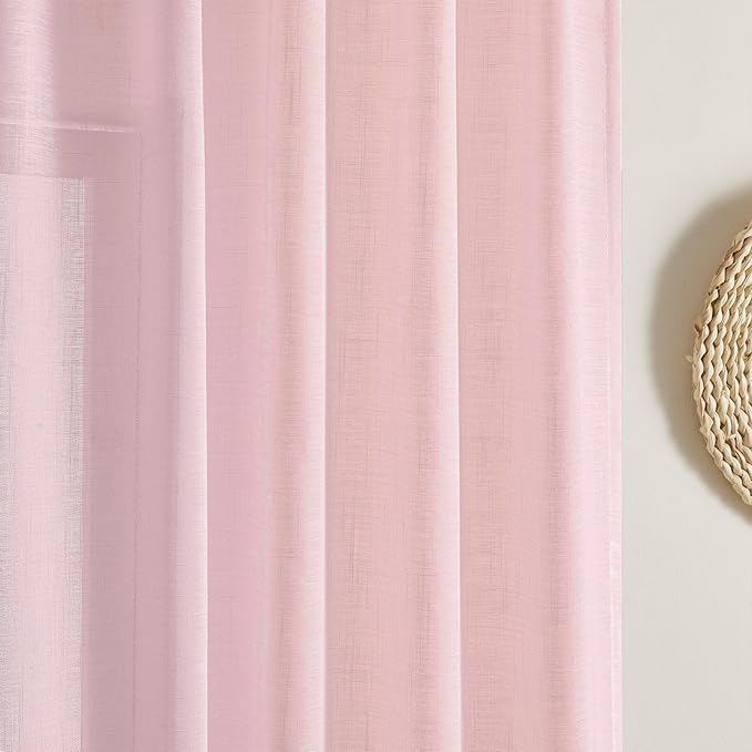 Joydeco Sheer Curtains 96 Inches Long, Beige Curtains for Living Room 2 Panels Set, Window Curtains Privacy Assured with Light Filtering(W52 x L96 Inch,Tapioca)-Ruum Studio Home