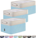 BALEINE 3 Pack Fabric Storage Bins for Shelves, Linen Storage Baskets for Organizing, Decorative Closet Bins for Clothes, Home (Skyblue, 12"x8"x8")-Ruum Studio Home