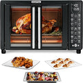 Gourmia Toaster Oven Air Fryer Combo 17 cooking presets 1700W french door digital air fryer oven 24L capacity accessories, convection rack, baking pan tray recipe book GTF7460,Large,Black-Ruum Studio Home