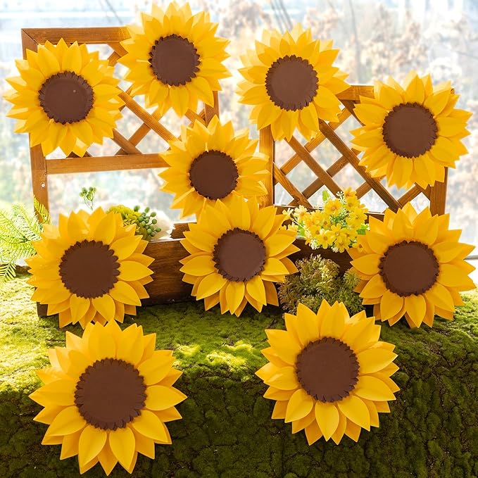 Paper Flowers Decorations for Wall, 3D Sunflower Party Decorations, Nursery Room Decor, Handmade Artificial Paper Flowers, Baby Showers Birthday Home Summer Party-Ruum Studio Home