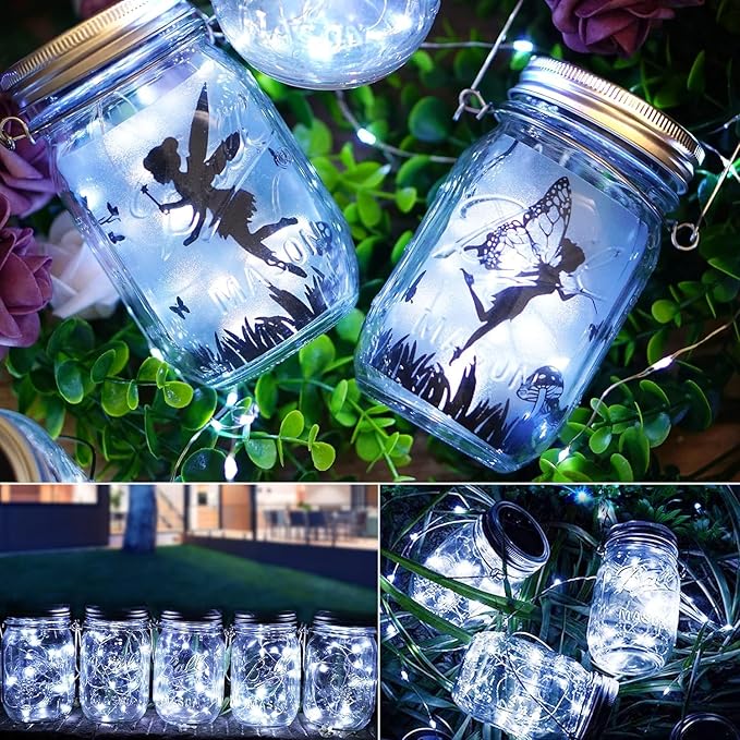ZNYCYE Mason Jar Solar Lights for Outside, 12 Pack 30LED Fairy Lights Mason Jar Solar Lids Outdoor Waterproof String Lights with Hangers(NO Jars) for Patio Garden Yard Lawn Decoration - Cool White-Ruum Studio Home