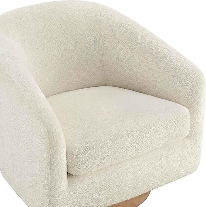 CHITA Swivel Accent Chair, FSC Certified Upholstered Fabric Barrel Chair for Living Room, Fully Assembled, Cream-Ruum Studio Home