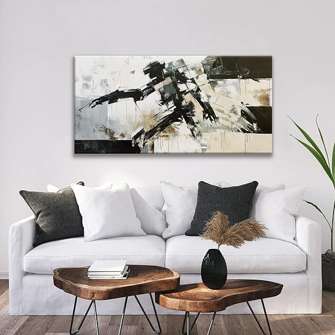 TAIJXAGSG Modern Wall Art Minimalist Abstract Wall Art Prints Painting Cool Robot Black White Canvas Art Wall Decor Picture For Bedroom Office Living Room Home Wall Decor 24"X48"-Ruum Studio Home