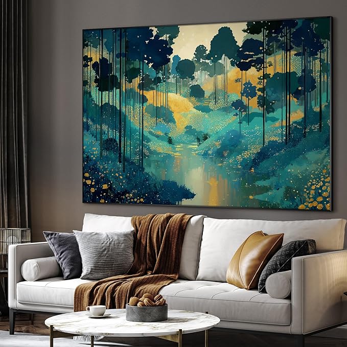 SIGNWIN 46"x60" Extra Large Framed Wall Art Whimsical Fantasy Forest, Vibrant Nature Landscape for Home Living Room Bedroom Decor (Frame Assembly Required)-Ruum Studio Home