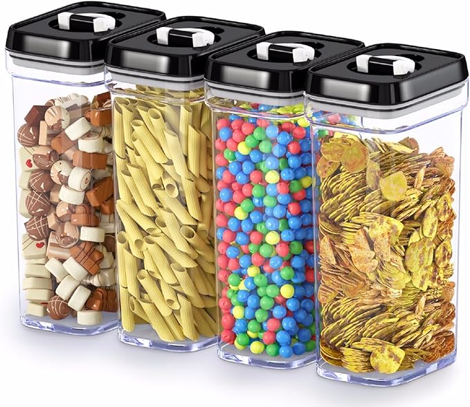 DWËLLZA KITCHEN Airtight Food Storage Containers with Lids – 4 Piece Set Air Tight Kitchen Storage Containers Clear Pantry Organization and Storage Set BPA-Free - Keeps your Food Fresh & Dry-Ruum Studio Home