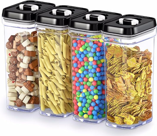 DWËLLZA KITCHEN Airtight Food Storage Containers with Lids – 4 Piece Set Air Tight Kitchen Storage Containers Clear Pantry Organization and Storage Set BPA-Free - Keeps your Food Fresh & Dry-Ruum Studio Home