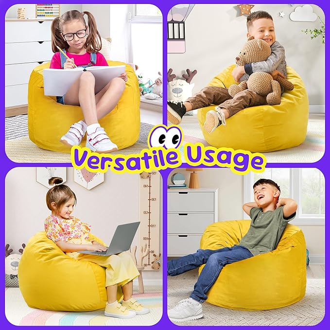 Hobestluk Bean Bag Chairs 2.5FT Bean Bag Chair with Memory Foam Filled & Machine Washable Cover,Beanbag Chair, Small Bean Bag Chairs for Playroom, Living Room, Bedroom-Ruum Studio Home