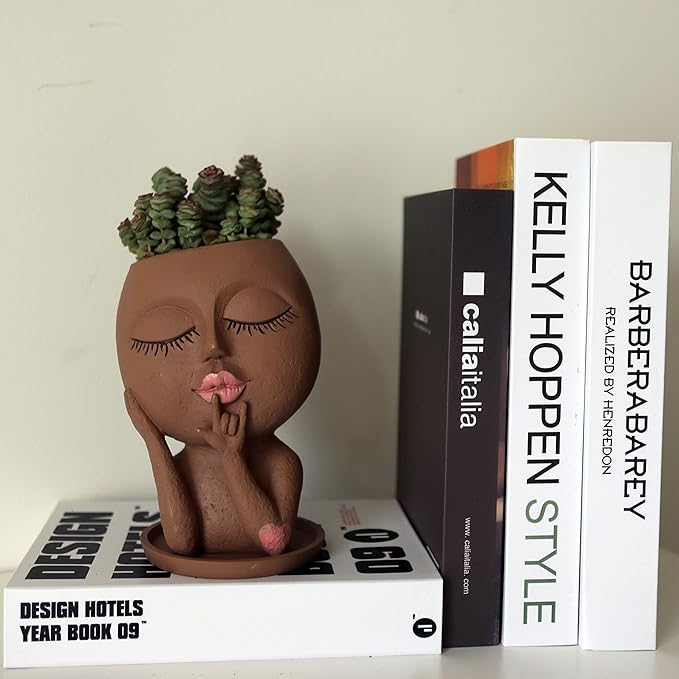 Face Flower Pots Head Planter, Cute Resin Planters for Indoor Outdoor Plants, Macetas para Plantas Funny Head Plant Pot-Ruum Studio Home