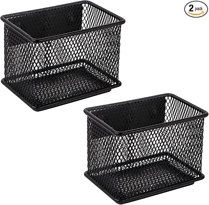 Black Magnetic Basket Set of 2, Refrigerator Basket, Magnetic Baskets Heavy Duty, Magnetic Locker Organizer Holder for Whiteboard Office, 3.42'' × 2.36'' × 2.55''-Ruum Studio Home