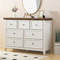 BLANKSPACE 7 Drawer Dresser, Modern Farmhouse Dresser Chest of Drawer for Bedroom, Chest of Drawers Storage Cabinet for Living Room, Entryway, Hallway, Antique White-Ruum Studio Home