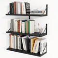 Heimlove 24 Inches Black Floating Shelves,8 Inches Deep Wall Bookshelf Mounted Display&Storage Wood Wall Shelves for Kitchen Bathroom Laundry Living Room,Set of 3-Ruum Studio Home
