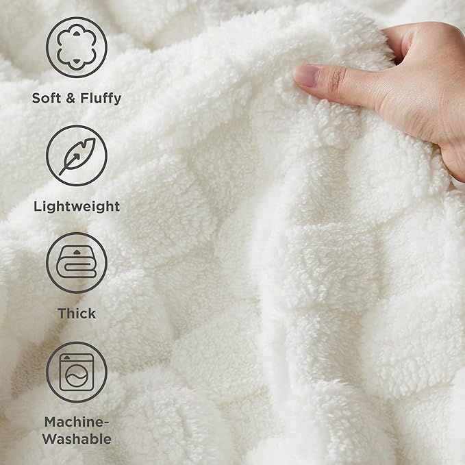 Bedsure GentleSoft Twin Blanket for Bed White - Super Soft Cozy Blankets for Women Men Girls, Cute Fuzzy Fleece Throws for Bedroom Couch, 60x80 Inches-Ruum Studio Home