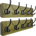 Dseap Coat Rack Wall: Patented, Heavy-Duty, 5-Double-Hooks Wooden Wall Mounted Coat Rack Coat Hanger Hook Rail for Winter Coats Hat Jacket Clothing, Weathered Green, Pack of 2-Ruum Studio Home