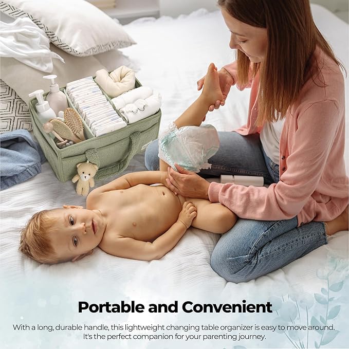PeraBella Diaper Caddy Organizer for Changing Table, Storage Basket for Wipes, Gift for Baby Shower, Car Organizer, Nursery Organizer, Portable Storage-Ruum Studio Home