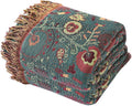 MSGKV Cotton Bed Blanket for Couch and Sofa Blankets for Living Room Bedroom Reversable Florals Throw 90"x98" Breathable Cozy Boho Blankets-Ruum Studio Home