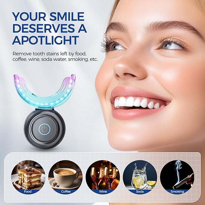 Teeth Whitening Kit for Sensitive Teeth,with 32X Waterproof LED Accelerator Light&4 Carbamide Peroxide Pen&14 Pcs Teeth Whitening Strips&1 Remineralization Pen,Tooth Whitener Professional Oral Care-Ruum Studio Home