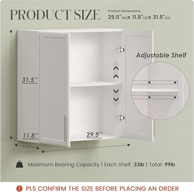 FIMELLO 30" Laundry Room Cabinets Wall Mounted,White-Ruum Studio Home