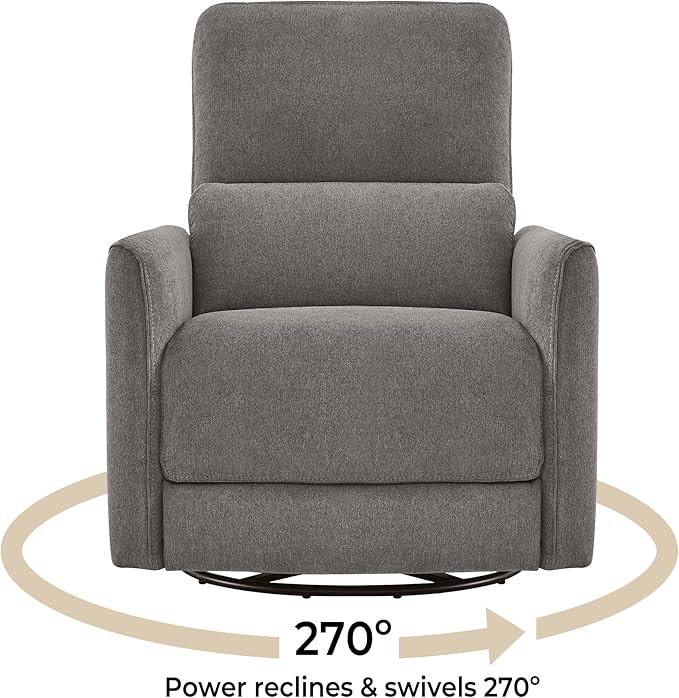 CHITA Power Recliner Chair Swivel Glider, FSC Certified Fabric Living Room Reclining Sofa Chair with Lumbar Support, Metal Grey-Ruum Studio Home