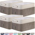 BALEINE 4 Pack Fabric Storage Bins for Shelves, Linen Storage Baskets for Organizing, Decorative Closet Bins for Clothes, Home (Brown, 12"x8"x8")-Ruum Studio Home