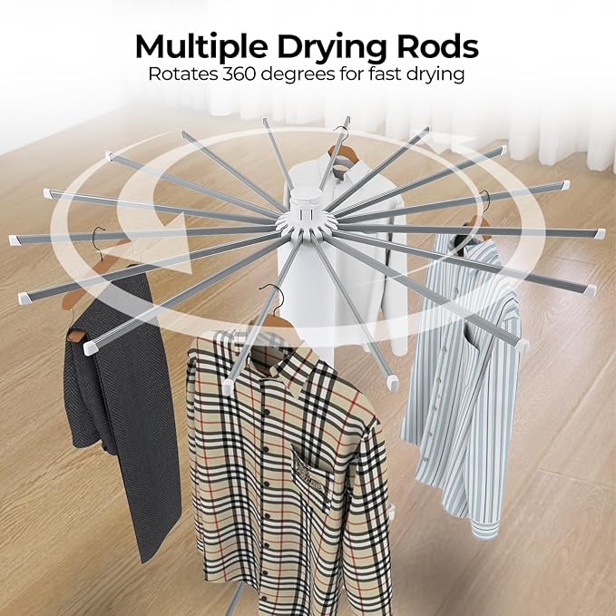 4-Legged Clothes Drying Rack Foldable,Octopus-Shaped Portable Laundry Drying Rack,Outdoor and Indoor Collapsible Drying Rack with 4 Pulleys,2 Tier-Ruum Studio Home