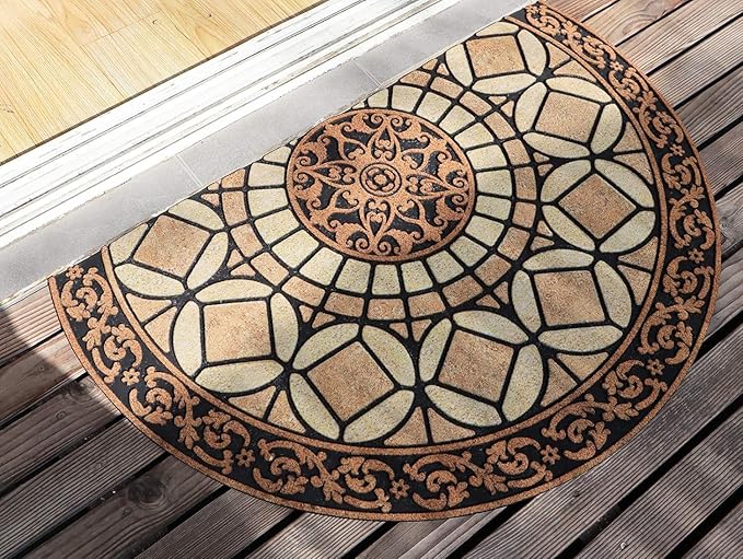 CHICHIC Entrance Door Mat Large 18 x 30 Inch Entry Way Doormat Front Door Rugs Outdoors Heavy Duty Welcome Mat Non Slip Rubber Back Low Profile for Garage, Patio, High Traffic Area, Semicircle-Ruum Studio Home