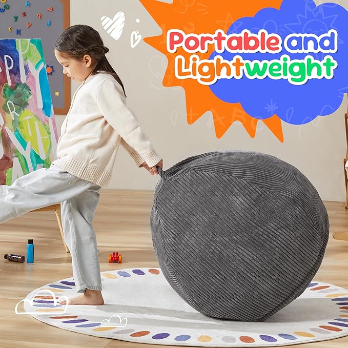 Hobestluk 2.5FT Bean Bag Chair Beanbags Small Bean Bag Chair with Filler Included Teardrop Bean Bag with Removable Cover for Bedroom Living Room (Small, Grey)-Ruum Studio Home