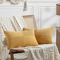 Fancy Homi 2 Packs Gold Yellow Lumbar Decorative Throw Pillow Covers 14x24 Inch for Couch Bed Sofa, Rustic Farmhouse Boho Spring Home Decor, Soft Striped Corduroy Rectangle Accent Cushion Case 35x60cm-Ruum Studio Home
